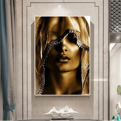 Modern Golden Noble Veil Women Canvas Paintings Nordic Wall Posters and Print Wall Pictures for Living Room Home Cuadros Modular - The Number 1 Things