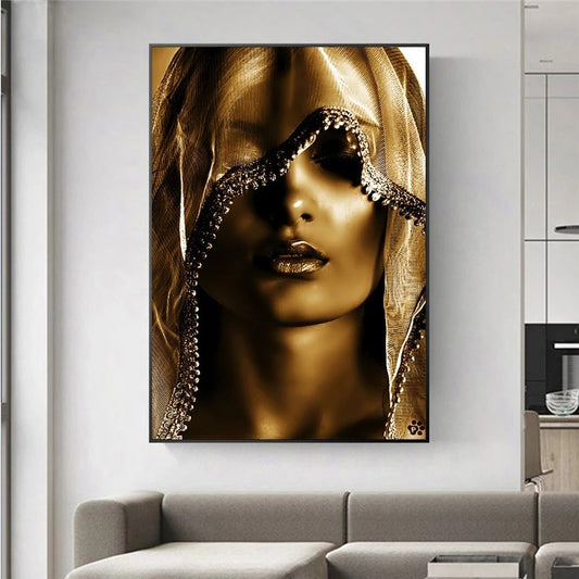 Modern Golden Noble Veil Women Canvas Paintings Nordic Wall Posters and Print Wall Pictures for Living Room Home Cuadros Modular - The Number 1 Things