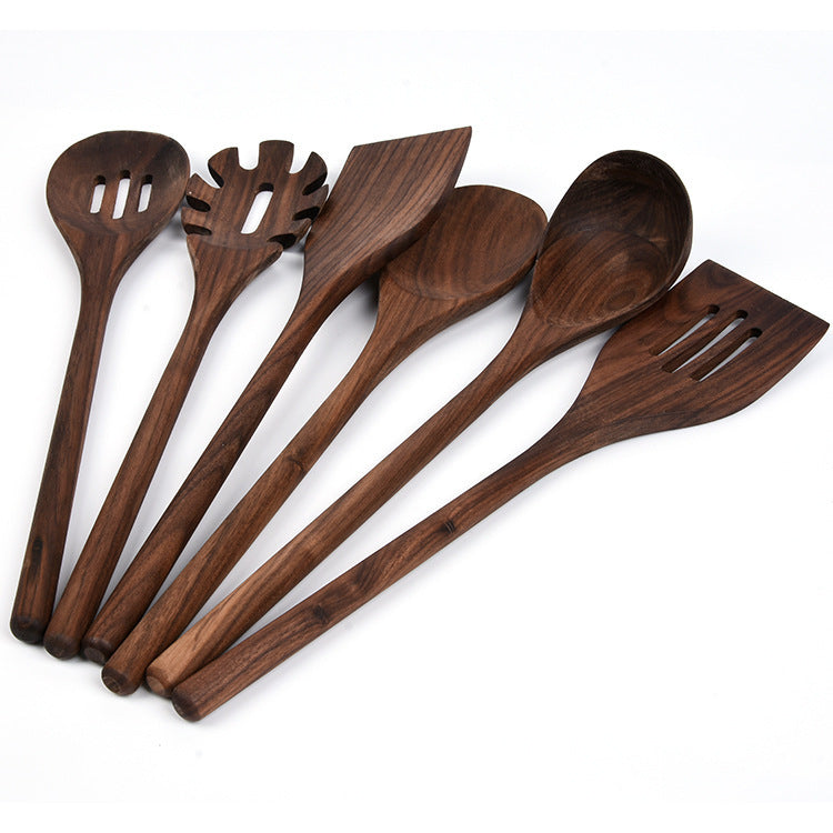 New 6-Piece Black Walnut Kitchen Utensils Household Solid Wood Kitchen Cooking Wooden Shovel Wooden Spoon Cooking Set - The Number 1 Things