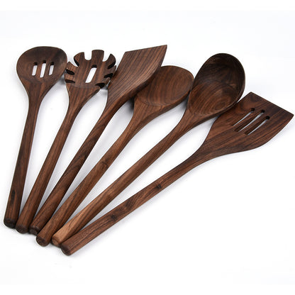 New 6-Piece Black Walnut Kitchen Utensils Household Solid Wood Kitchen Cooking Wooden Shovel Wooden Spoon Cooking Set - The Number 1 Things
