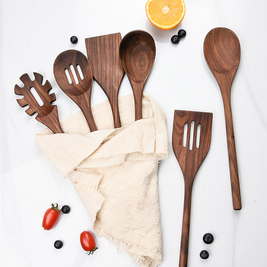 New 6-Piece Black Walnut Kitchen Utensils Household Solid Wood Kitchen Cooking Wooden Shovel Wooden Spoon Cooking Set - The Number 1 Things