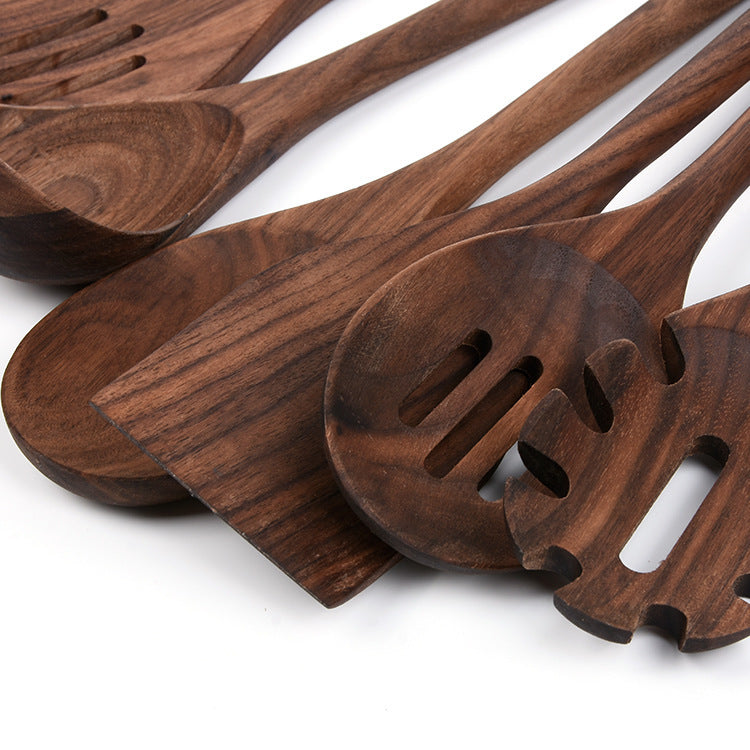 New 6-Piece Black Walnut Kitchen Utensils Household Solid Wood Kitchen Cooking Wooden Shovel Wooden Spoon Cooking Set - The Number 1 Things