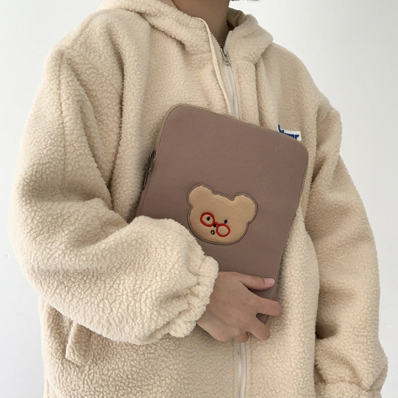Compatible with Apple, Cross-Border Korean Teteum Cute Bear Ipad Laptop Bag 11 13 Inch 15 Inch Ins