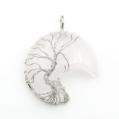 Cross-Border New Handmade Necklace Jewelry Moon Natural Crystal Stone Tree Of Life Jewelry Pendant Necklace Accessories - The Number 1 Things