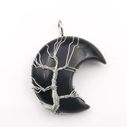 Cross-Border New Handmade Necklace Jewelry Moon Natural Crystal Stone Tree Of Life Jewelry Pendant Necklace Accessories - The Number 1 Things