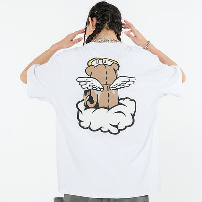 Creative Bear Angel Tee – Loose Fit Short Sleeve Top