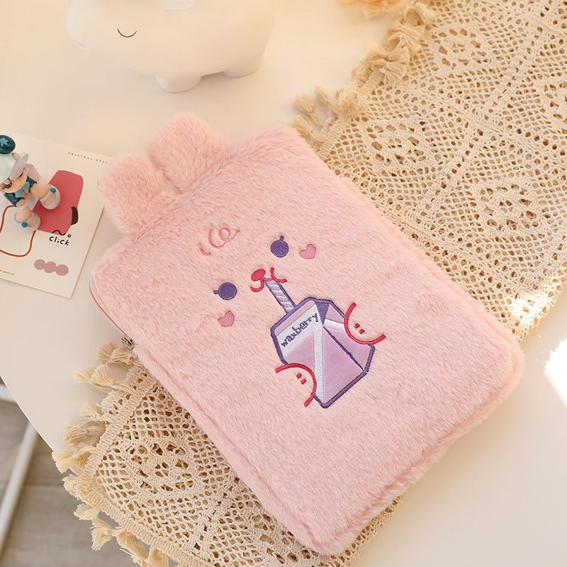 Compatible with Apple, Japanese And Korean Bear 11 Inch Ipad Bag Cute Girl Rabbit Clutch Bag Plush Tablet Computer Storage Liner Bag