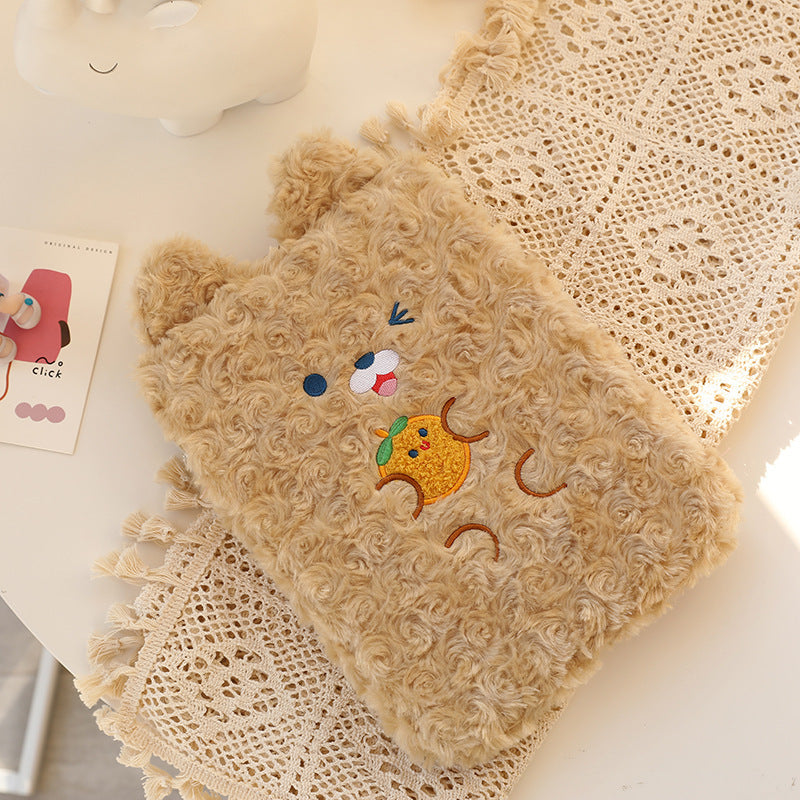 Compatible with Apple, Japanese And Korean Bear 11 Inch Ipad Bag Cute Girl Rabbit Clutch Bag Plush Tablet Computer Storage Liner Bag