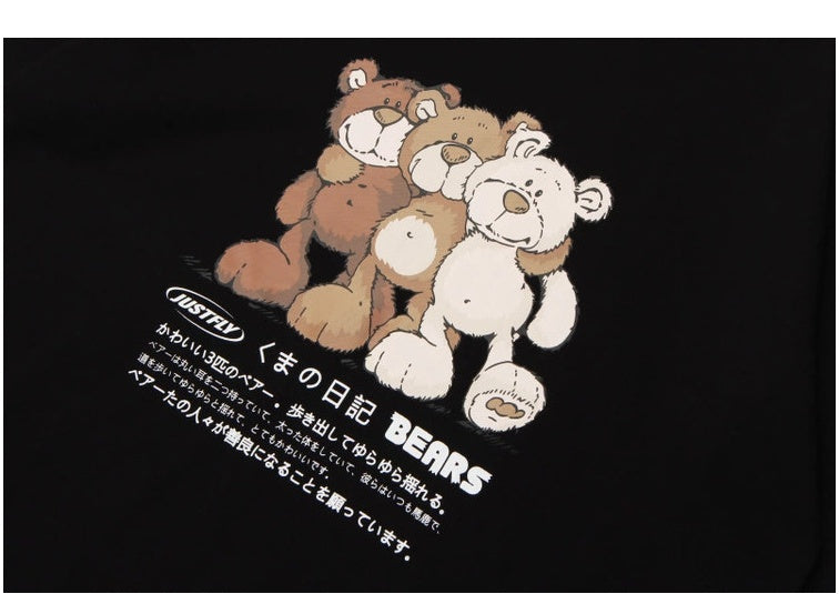 Student Bear Print Short-sleeved Cotton