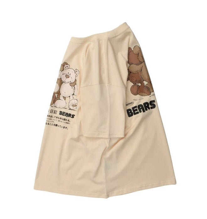 Student Bear Print Short-sleeved Cotton