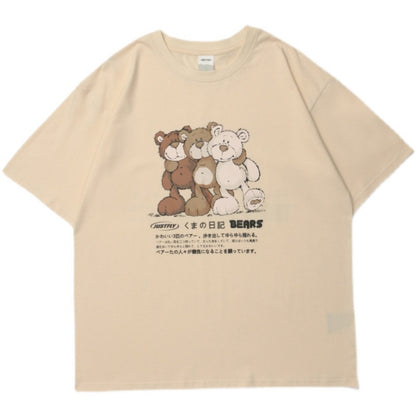 Student Bear Print Short-sleeved Cotton