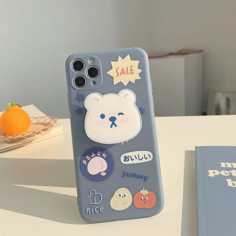 Cartoon Bear Stand Phone Case