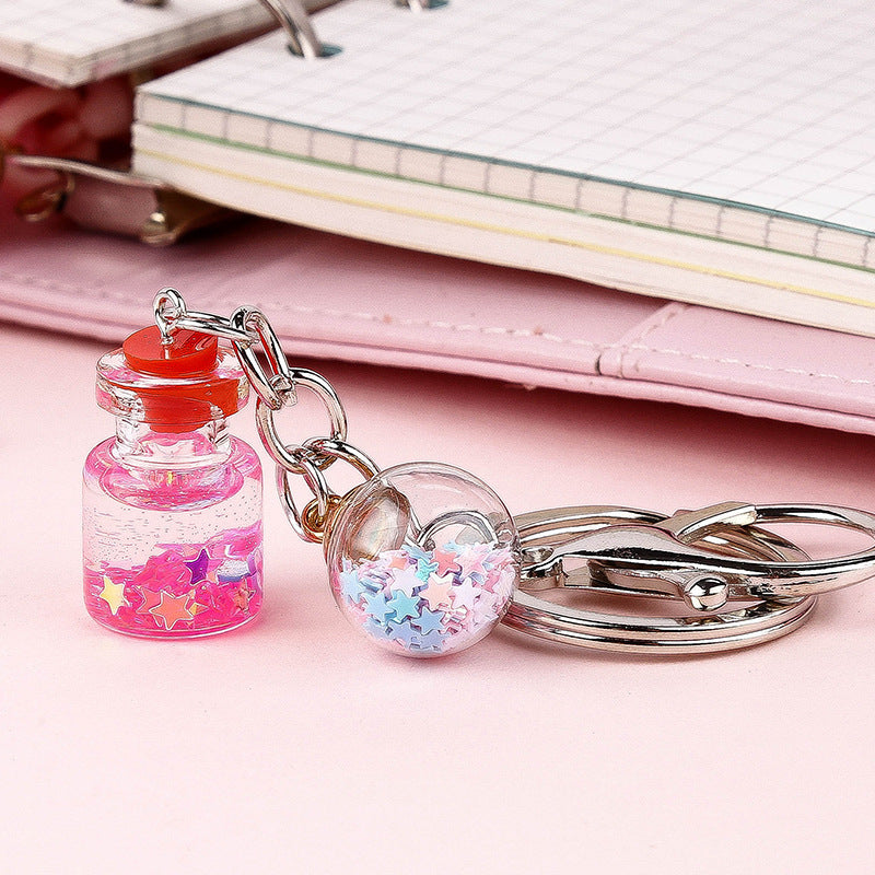 Girl Student Cute Flower Quicksand Bottle Key Pendant - The Number 1 Things