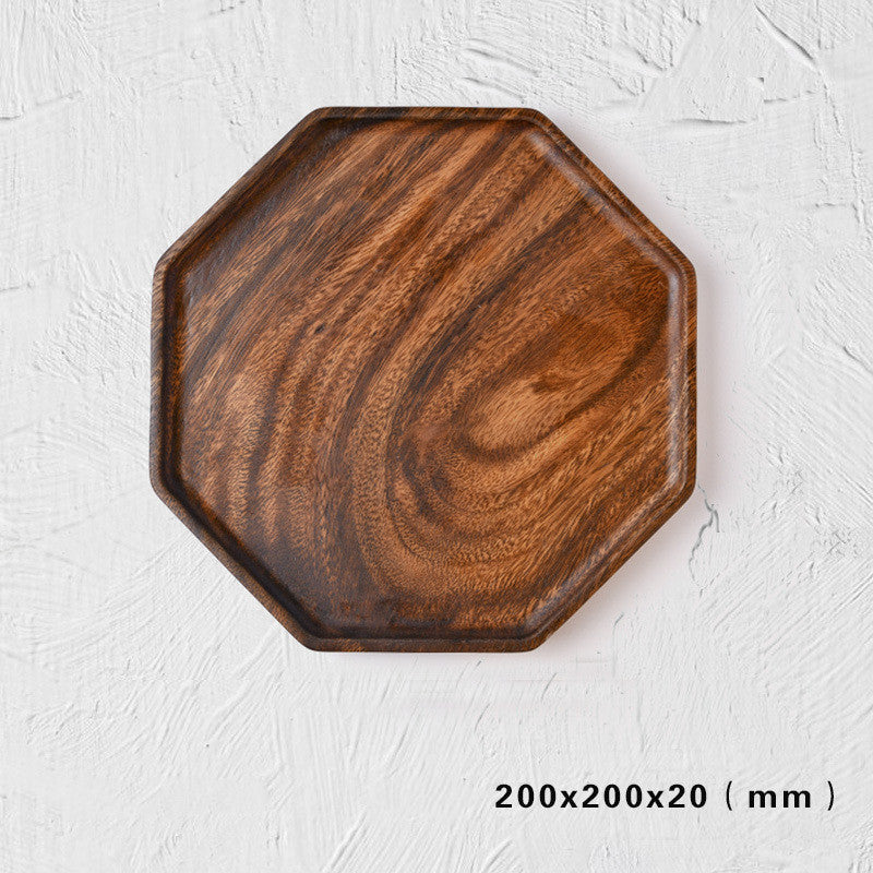 Japanese Style Wooden Solid Wood Log Octagonal Fruit Plate Tea Tray Walnut Household Water Cup Tray Meal Plate