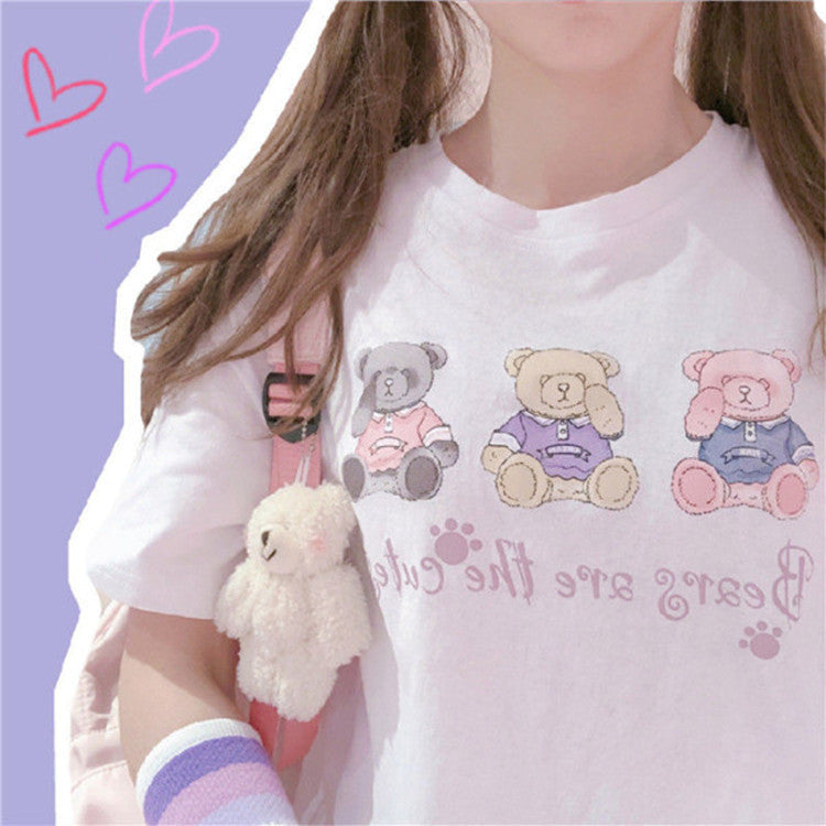 Bear print cute T-shirt