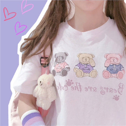 Bear print cute T-shirt