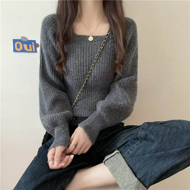 Western Style Low Collar Long Sleeves Top Slim-fit Sweater - The Number 1 Things