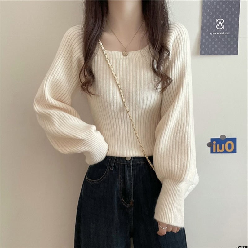 Western Style Low Collar Long Sleeves Top Slim-fit Sweater - The Number 1 Things