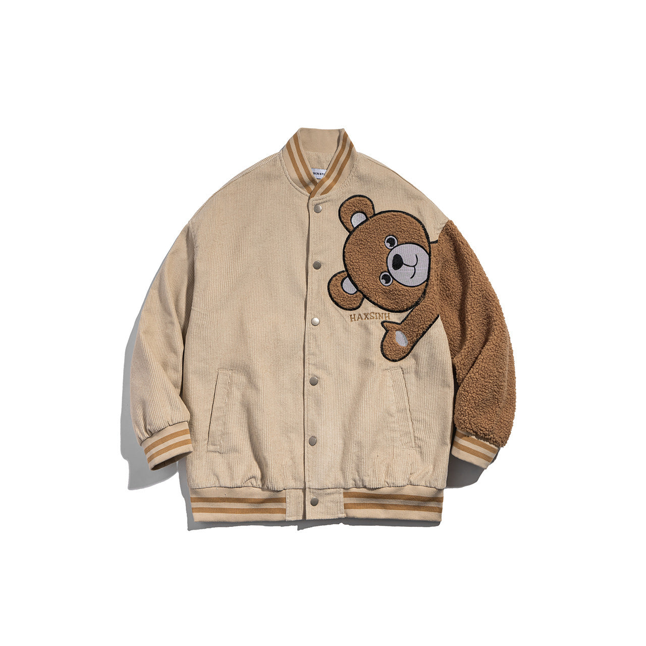 Japanese Retro Bear Flocking Work Jacket