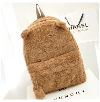 Cute plush bear backpack women