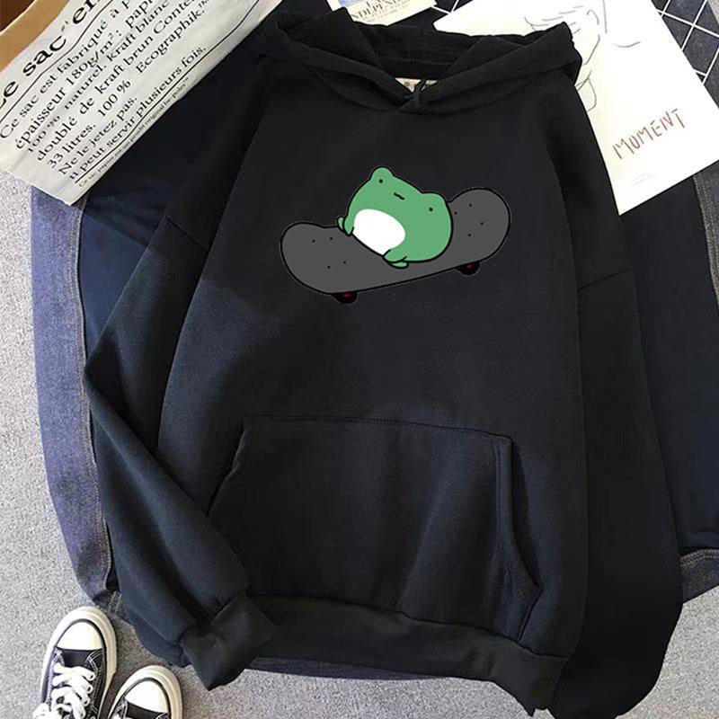 Skateboard Frog Long-sleeved Fleece Sweatshirt - The Number 1 Things