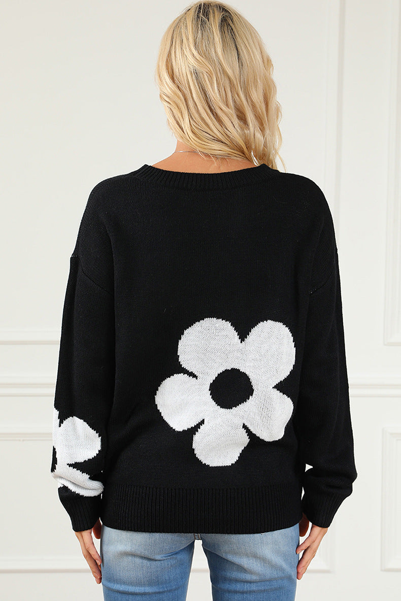 European And American Fashion Floral Print Warm Sweater Woman - The Number 1 Things