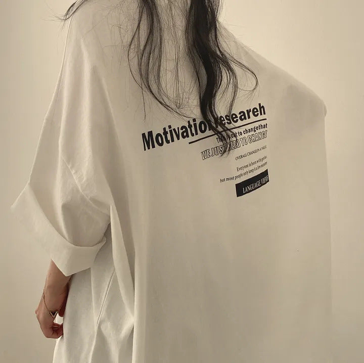 Loose Cotton Short Sleeve T-shirt Women's Mid-length - The Number 1 Things