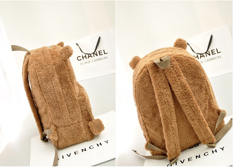 Cute plush bear backpack women