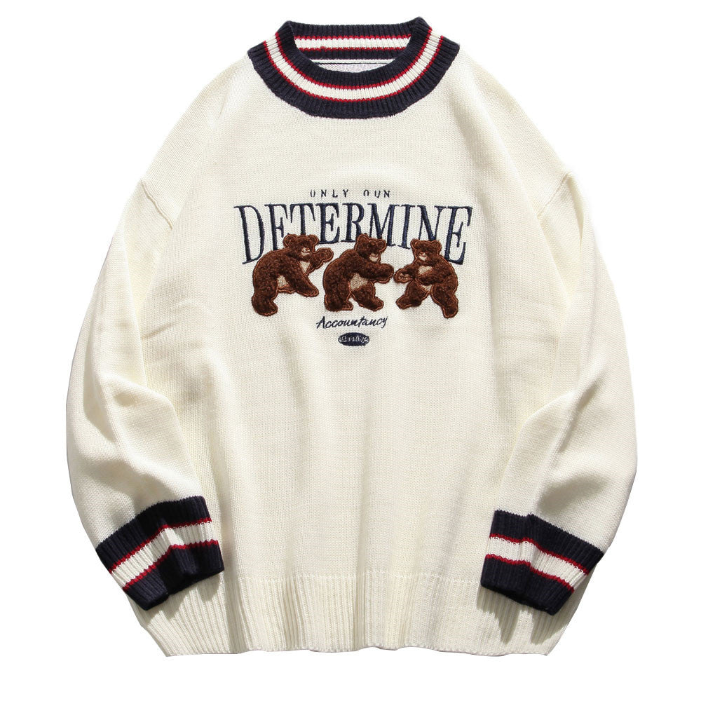 Little bear contrast net red sweater