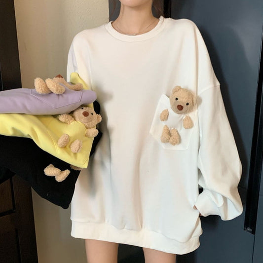 Pocket bear cotton sweater