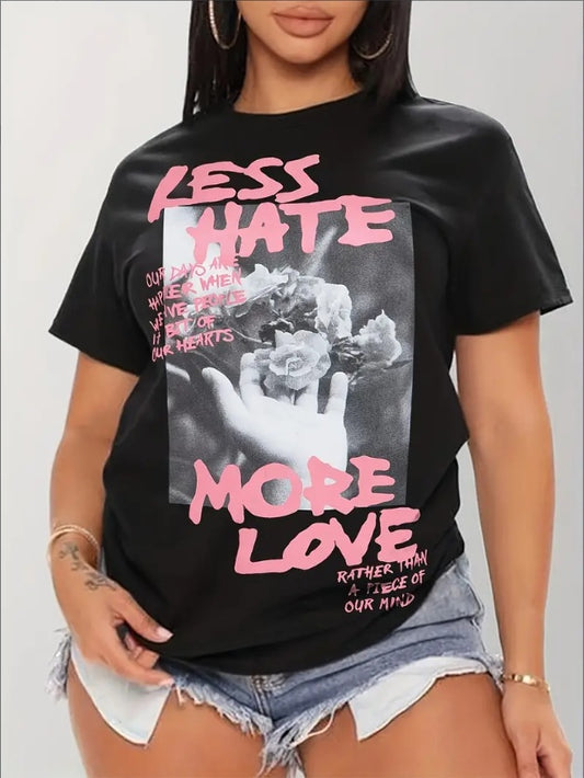 Women's Casual Letter Print T-Shirt - Crew Neck, Short Sleeve, Breathable Polyester - Perfect For Summer - The Number 1 Things