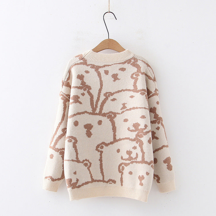 Cartoon bear jacket sweater