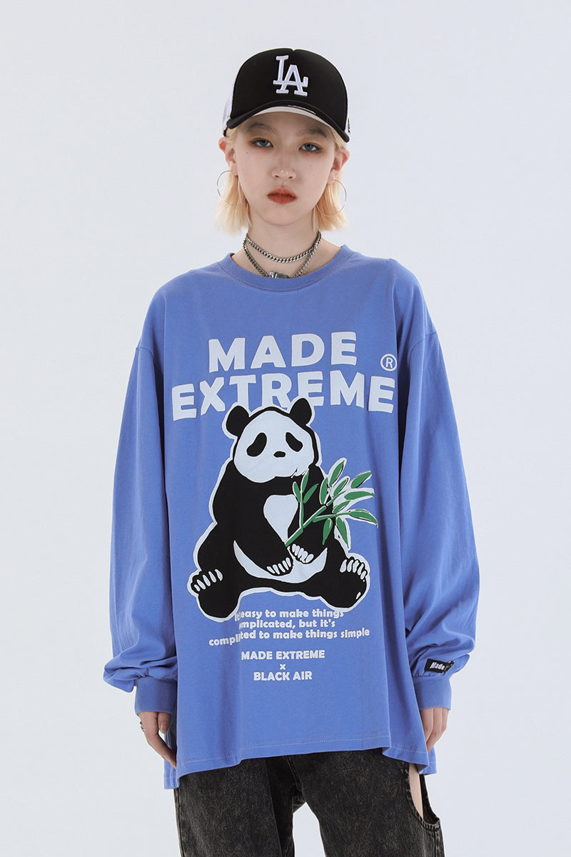 Panda print loose oversize long sleeves