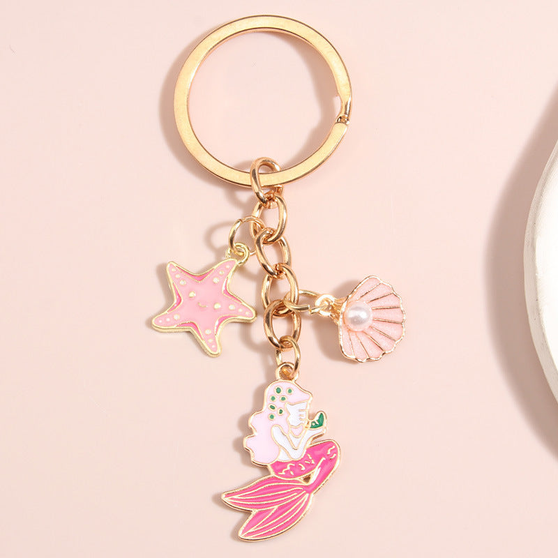 Creative Shell Starfish Mermaid Alloy Drip Keychain Pendant - The Number 1 Things