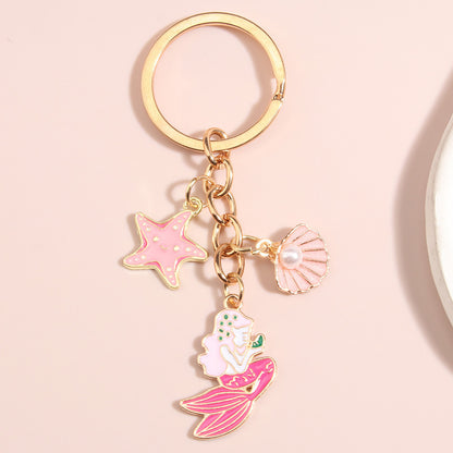 Creative Shell Starfish Mermaid Alloy Drip Keychain Pendant - The Number 1 Things