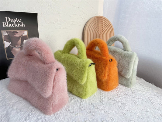 Women's Mink Fur Hourglass Wrapped Fur Clutch - The Number 1 Things