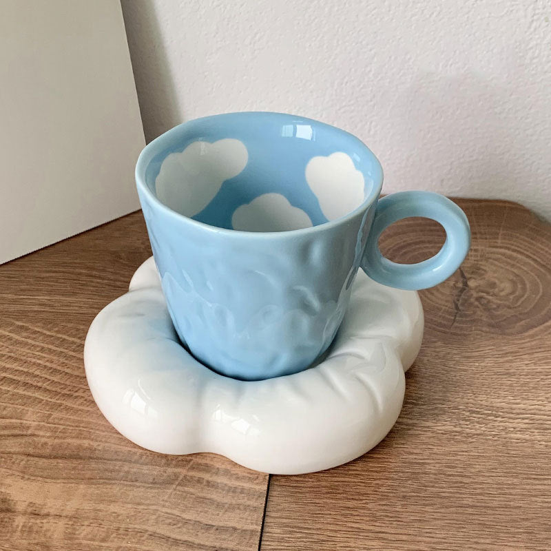 Hand Painted Irregular Blue Sky Clouds Coffee Set - The Number 1 Things