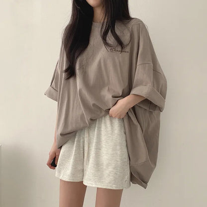Mid-length Cotton Short-sleeved T-shirt For Women Summer