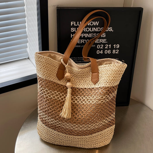 Summer Stripe Straw Sholder Bags With Tassel Pendant Fashion Large Capacity Seaside Vacation Beach Bags - The Number 1 Things