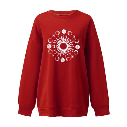 Starry Sky Sun And Moon Printing European And American Mysterious Third Eye Drop-shoulder Long-sleeve Sweater - The Number 1 Things