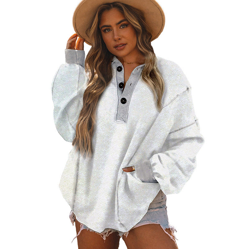 Winter Color Matching Pullover Long Sleeve Top - The Number 1 Things