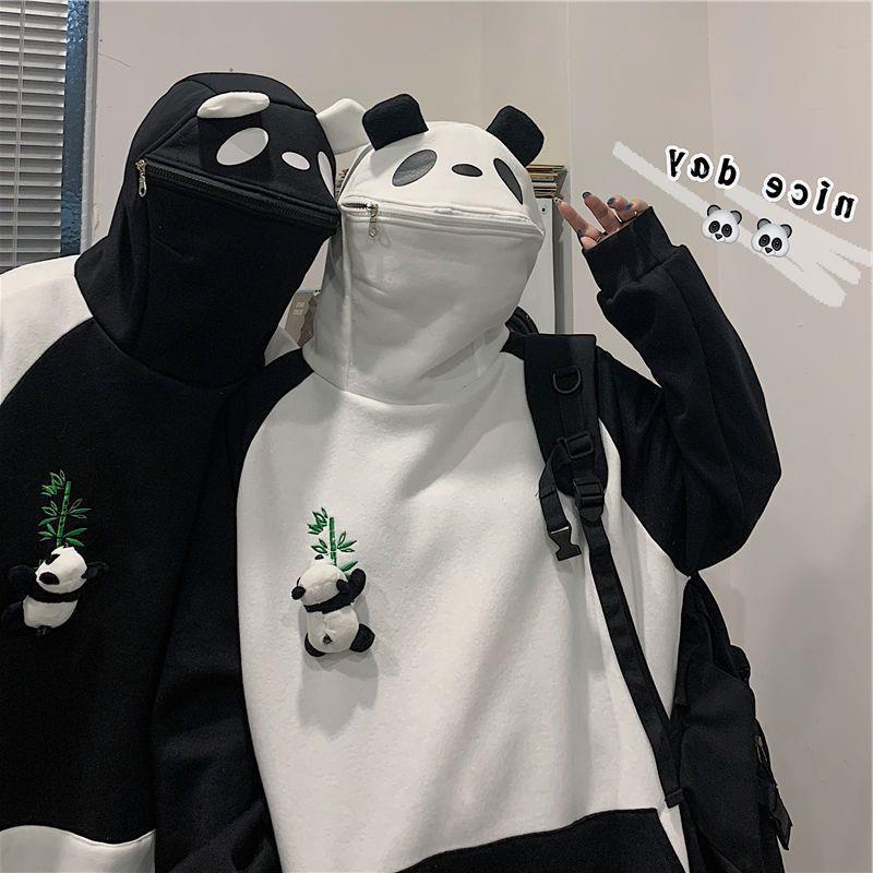 Fleece-lined Thickened Hooded Sweatshirt Panda Couple Coat - The Number 1 Things