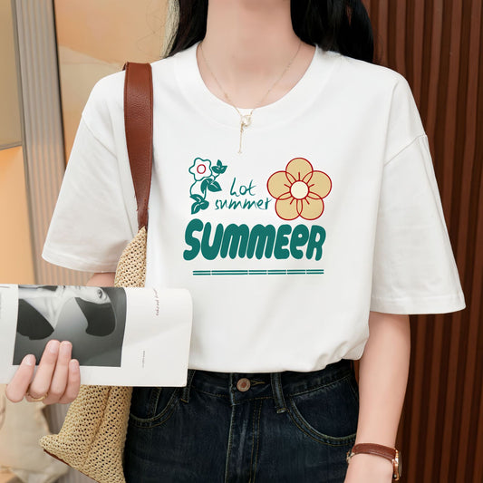 Heavy Pure Cotton Loose Short Sleeve T-shirt - The Number 1 Things