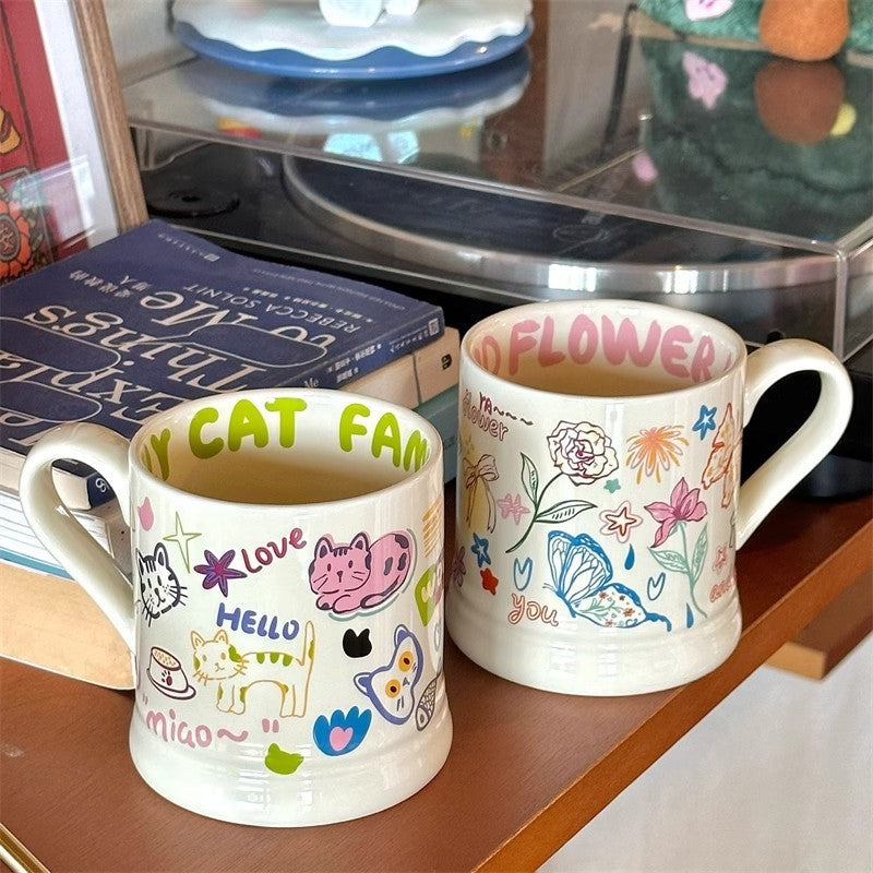 Good-looking Graffiti Butterfly Cream Ceramic Cup - The Number 1 Things