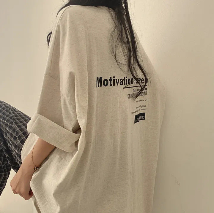 Loose Cotton Short Sleeve T-shirt Women's Mid-length - The Number 1 Things