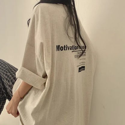 Loose Cotton Short Sleeve T-shirt Women's Mid-length - The Number 1 Things
