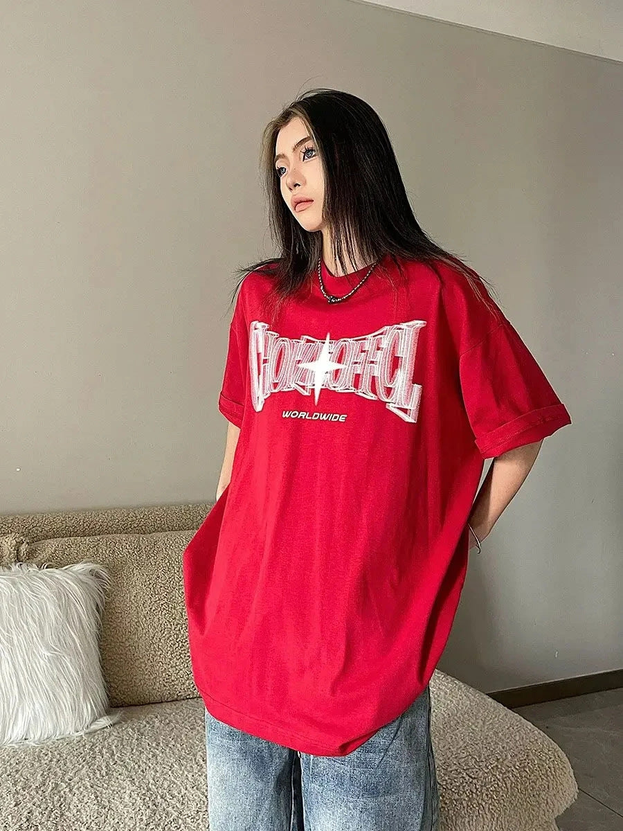 Gothic Style European And American Printed Round Neck Loose T-shirt Short Sleeve - The Number 1 Things