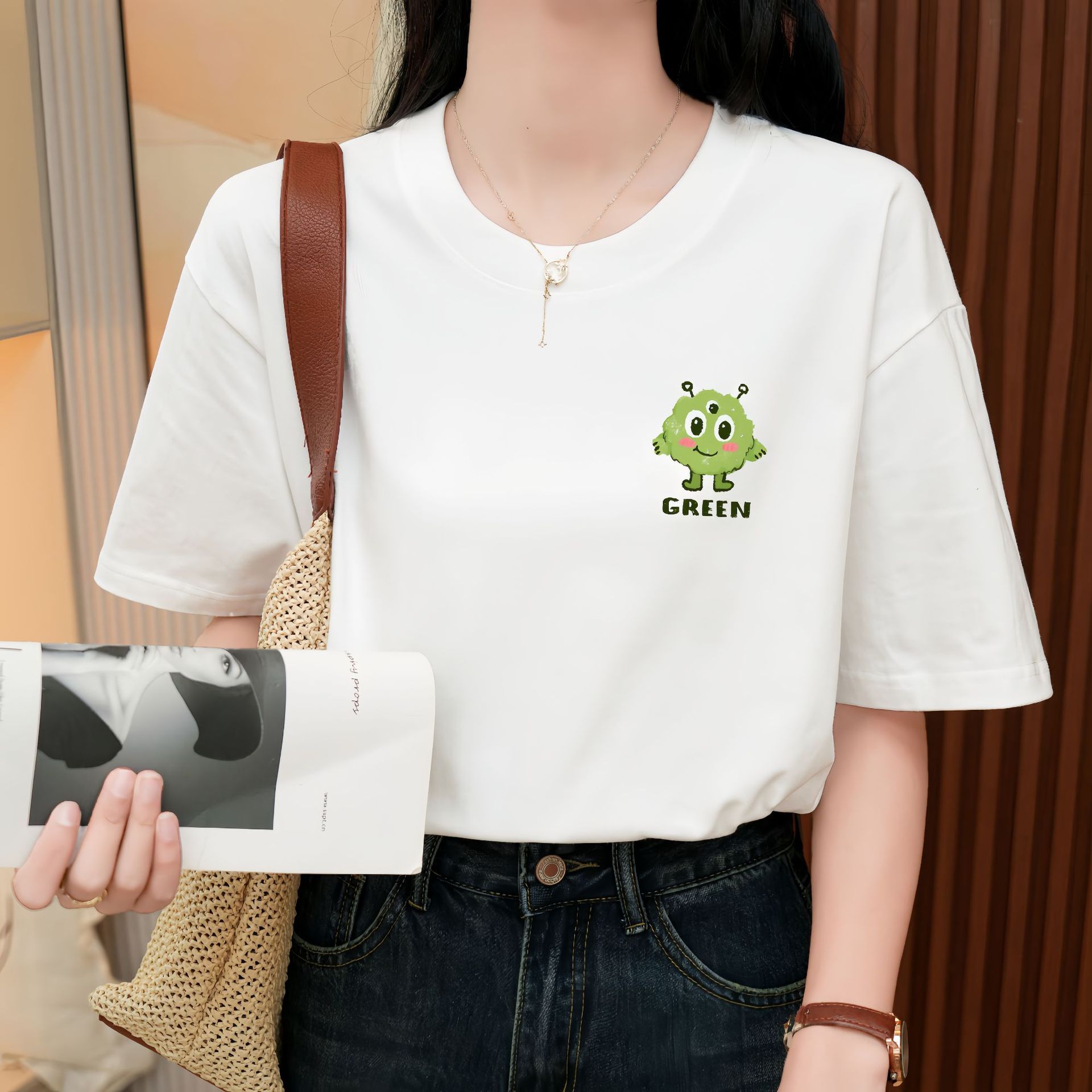 Heavy Pure Cotton Loose Short Sleeve T-shirt - The Number 1 Things