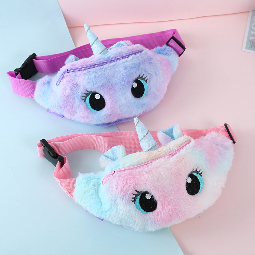 Cartoon Plush Shoulder Bag Little Girl Cute Big Eyes Waist Bag Kindergarten Children Messenger Bag Chest Bag - The Number 1 Things