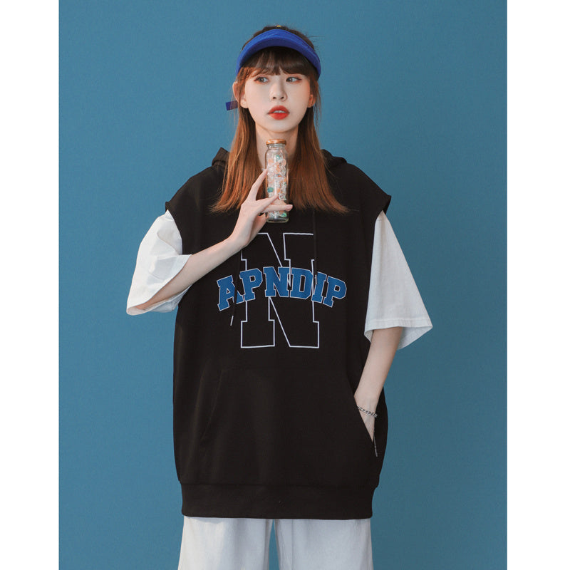 Women's Vest Loose Outer Wear Summer Retro Short-sleeved Design Sense Niche Cotton Basketball Uniform Top - The Number 1 Things
